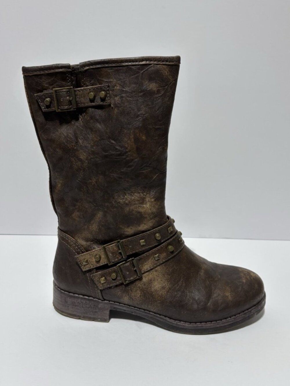 Dirty Laundry Women’s Talia Brown Studded Moto Boots, Size 8.5 M
